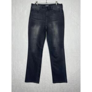 NYDJ Marilyn Straight Jeans Size 10 Faded Black Dark Gray 32in inseam High Rise